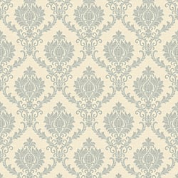 Galerie Wallcoverings Product Code 23646 - Italian Classics 4 Wallpaper Collection - Blue Cream Colours - A damask with a stylised, contemporary edge. Less floral and more geometric, but still with the overall traditional sumptuousness of a classic damask.  Design