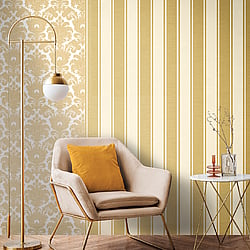 Galerie Wallcoverings Product Code 23672 - Italian Classics 4 Wallpaper Collection - Gold Colours - This classic stripe brings a timeless elegance to your home. The smooth texture has a reassuring, high quality effect while the vertical design brings a formal feel to any room. Design