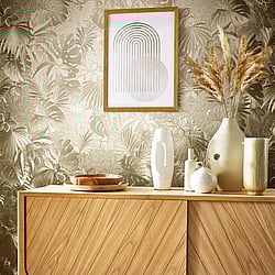 Galerie Wallcoverings Product Code: 33303 - The New Design Book Wallpaper Collection Galerie Wallcoverings Product Code 33303 - The New Design Book Wallpaper Collection - Metallic Jungle Leaves Design