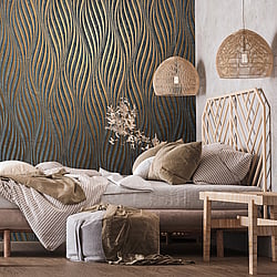Galerie Wallcoverings Product Code: 34263 - The New Design Book Wallpaper Collection Galerie Wallcoverings Product Code 34263 - The New Design Book Wallpaper Collection - Black Copper Colours - Wave Design