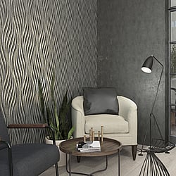 Galerie Wallcoverings Product Code: 34264 - The New Design Book Wallpaper Collection Galerie Wallcoverings Product Code 34264 - The New Design Book Wallpaper Collection - Black Silver Colours - Wave Design