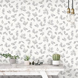 Galerie Wallcoverings Product Code: 7301 - Evergreen Wallpaper Collection Galerie Wallcoverings Product Code 7301 - Evergreen Wallpaper Collection - Grey Colours - Fossil Leaf Toss Design