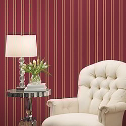Galerie Wallcoverings Product Code: 95705 - Ornamenta Wallpaper Collection Galerie Wallcoverings Product Code 95705 - Ornamenta Wallpaper Collection - Red Gold Colours - Regency Stripe Design