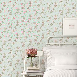 Galerie Wallcoverings Product Code: AB27659 - Abby Rose 4 Wallpaper Collection Galerie Wallcoverings Product Code AB27659 - Abby Rose 4 Wallpaper Collection - Turquoise Red Green Colours - Chic Rose Design