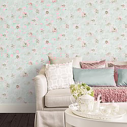 Galerie Wallcoverings Product Code: AB42417 - Abby Rose 4 Wallpaper Collection Galerie Wallcoverings Product Code AB42417 - Abby Rose 4 Wallpaper Collection - Teal Pink Colours - Morning Dew Design