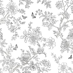 Galerie Wallcoverings Product Code: FH37540 - Homestyle Wallpaper Collection Galerie Wallcoverings Product Code FH37540 - Homestyle Wallpaper Collection - White Grey Colours - Butterfly Toile Design
