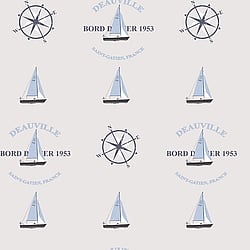Galerie Wallcoverings Product Code: G23031 - Deauville Wallpaper Collection Galerie Wallcoverings Product Code G23031 - Deauville Wallpaper Collection - Navy Blue Sky Blue Beige Colours - Deauville Boat Motif Design
