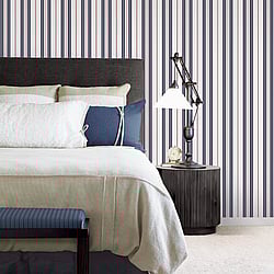 Galerie Wallcoverings Product Code: G23061 - Deauville Wallpaper Collection Galerie Wallcoverings Product Code G23061 - Deauville Wallpaper Collection - Navy Blue Red White Colours - Two Colour Stripe Design