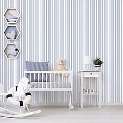 Galerie Wallcoverings Product Code: G23064 - Deauville Wallpaper Collection Galerie Wallcoverings Product Code G23064 - Deauville Wallpaper Collection - Sky Blue Navy Blue White Colours - Two Colour Stripe Design