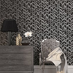 Galerie Wallcoverings Product Code: G67716 - Special Fx Wallpaper Collection Galerie Wallcoverings Product Code G67716 - Special Fx Wallpaper Collection - Black Grey Silver Colours - Glitter Chevrons Design