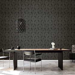 Galerie Wallcoverings Product Code: G67732 - Special Fx Wallpaper Collection Galerie Wallcoverings Product Code G67732 - Special Fx Wallpaper Collection - Black Silver Colours - Metallic Spiral Design