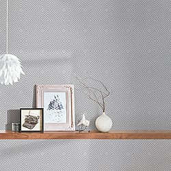 Galerie Wallcoverings Product Code: HO20001 - Home Wallpaper Collection Galerie Wallcoverings Product Code HO20001 - Home Wallpaper Collection - Grey Silver Colours - Geo Diamond Motif Design