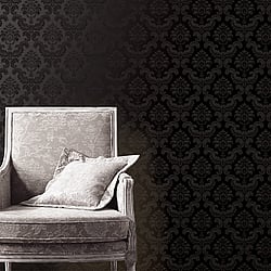 Galerie Wallcoverings Product Code: SK34750 - Simply Silks 4 Wallpaper Collection Galerie Wallcoverings Product Code SK34750 - Simply Silks 4 Wallpaper Collection - Black Colours - Feathered Damask Design