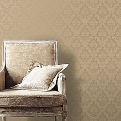 Galerie Wallcoverings Product Code: SK34755 - Simply Silks 4 Wallpaper Collection Galerie Wallcoverings Product Code SK34755 - Simply Silks 4 Wallpaper Collection - Brushed Metallic Gold Colours - Feathered Damask Design