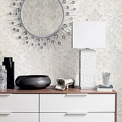 Galerie Wallcoverings Product Code: W78180 - Metallic Fx Wallpaper Collection Galerie Wallcoverings Product Code W78180 - Metallic Fx Wallpaper Collection - Silver Colours - Modern Metallic Damask Design