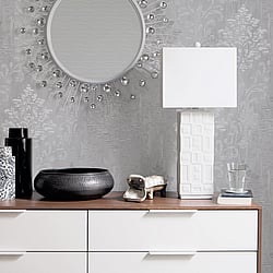 Galerie Wallcoverings Product Code: W78181 - Metallic Fx Wallpaper Collection Galerie Wallcoverings Product Code W78181 - Metallic Fx Wallpaper Collection - Silver Grey Colours - Modern Metallic Damask Design