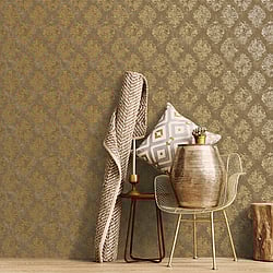 Galerie Wallcoverings Product Code: W78225 - Metallic Fx Wallpaper Collection Galerie Wallcoverings Product Code W78225 - Metallic Fx Wallpaper Collection - Gold Dark Gold Colours - Metallic Damask Design