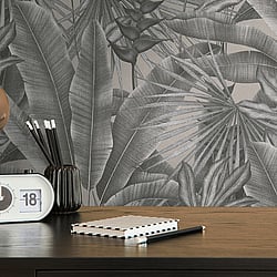 Galerie Wallcoverings Product Code: WH30115 - Welcome Home Wallpaper Collection Galerie Wallcoverings Product Code WH30115 - Welcome Home Wallpaper Collection - Silver Grey Colours - Tropical Leaves Design