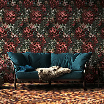Galerie Wallcoverings Product Code BW51000 - Blooming Wild Wallpaper Collection - Green Red Colours -  