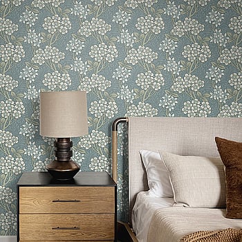 Galerie Wallcoverings Product Code ET12004 - Arts and Crafts Wallpaper Collection - Light Blue Sage White Colours -  