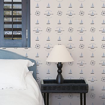 Galerie Wallcoverings Product Code G23031 - Deauville 2 Wallpaper Collection - Navy Blue Sky Blue Beige Colours -  