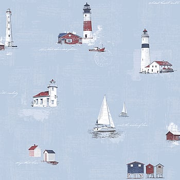 Galerie Wallcoverings Product Code G23313 - Deauville 2 Wallpaper Collection - Sky Blue Red White Colours -  